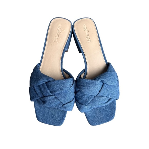 J.McLaughlin - Hannah Denim Braided Slide Sandals Sz 8.5 - Picture 2 of 10